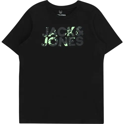 Jack & Jones Majica 'COMMERCIAL' grafit / svetlo zelena / črna