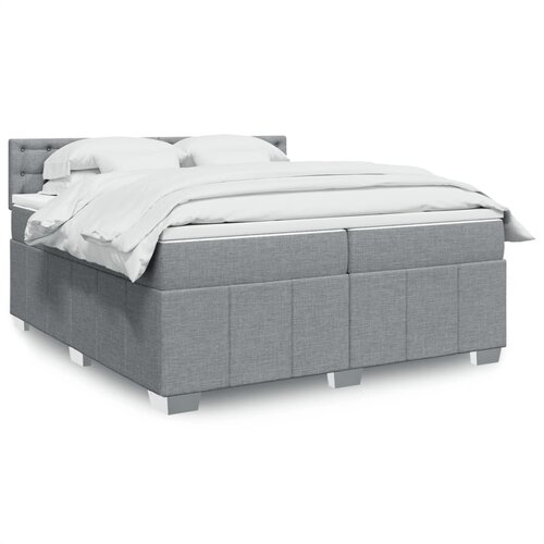 vidaXL Box spring postelja z vzmetnico svetlo siva 200x200 cm blago Cene