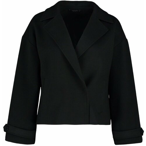 Trendyol Black Oversize Wide Cut Stamped Coat Slike