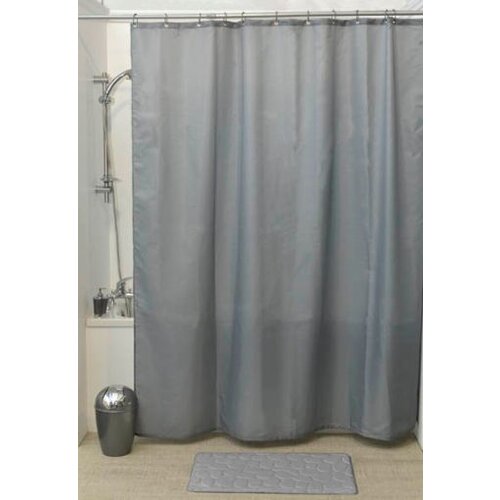  Zavjesa za kadu + 12 Pp Kukica 180 X 200 Cm Poliester, Siva Slike