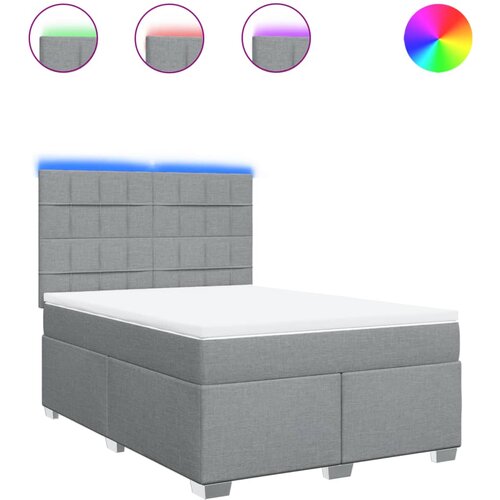 Maison Chic Box spring posteljni - Vzmetna postelja z vzmetnico svetlo siv 140x190 cm blago SL24552, (21890162) Cene