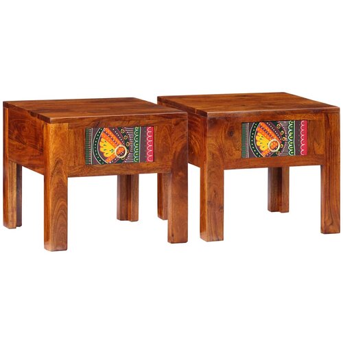VidaXL Noćni ormarić 2 kom 40x40x36 cm Puno drvo bagrem Slike