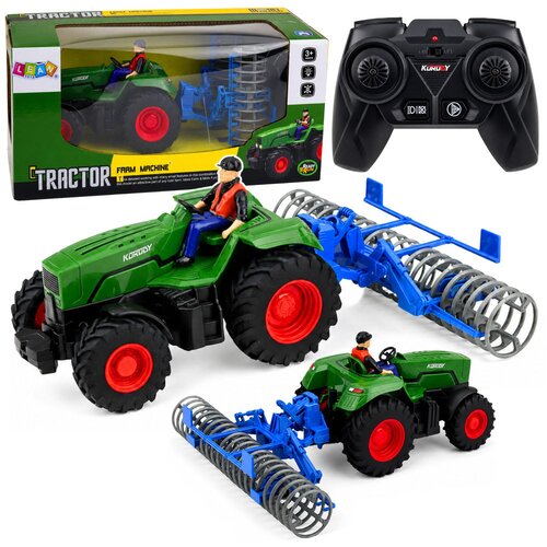 Rc Green Tractor with Roller and Farmer 1:24 Remote Controlled Slike