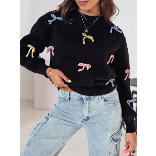DStreet Sweter damski oversize TIELUSH w małe koakrdki czarny Cene