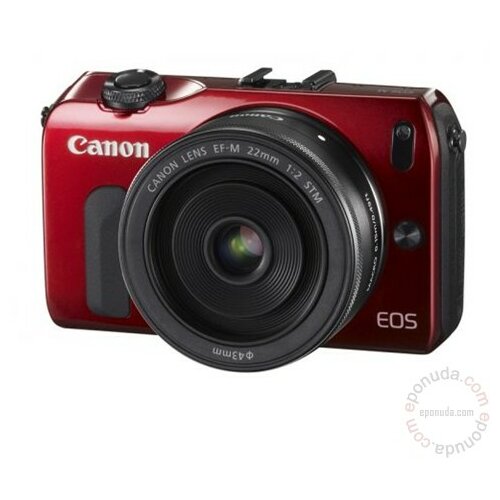 Canon EOS M Red + EF-M 18-55mm f3.5-5.6 IS STM, EOS Digital SLR, 18 MP, 22.3 x 14.9mm CMOS, DIGIC 5, ISO 100-6400, Full-HD video digitalni fotoaparat Slike