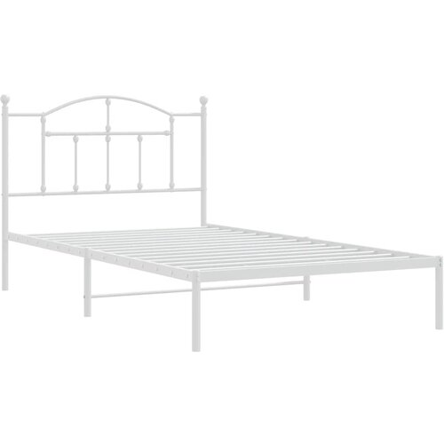  Metalni okvir za krevet s uzglavljem bijeli 107x203 cm Slike