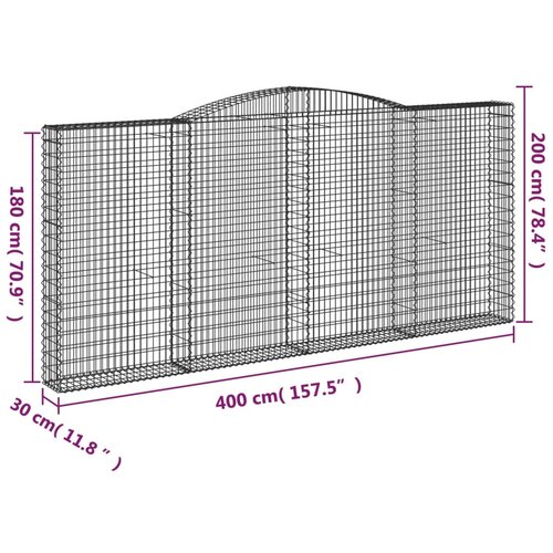  Gabionska ko&amp;scaron;ara s lukom 400x30x180/200 cm pocinčano željezo Slike