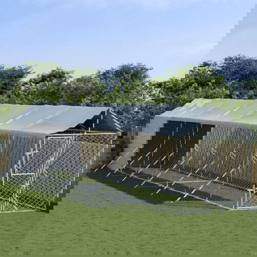 vidaXL Vanjski kavez za pse s krovom srebrni 2x14x2 5m pocinčani čelik Cijene