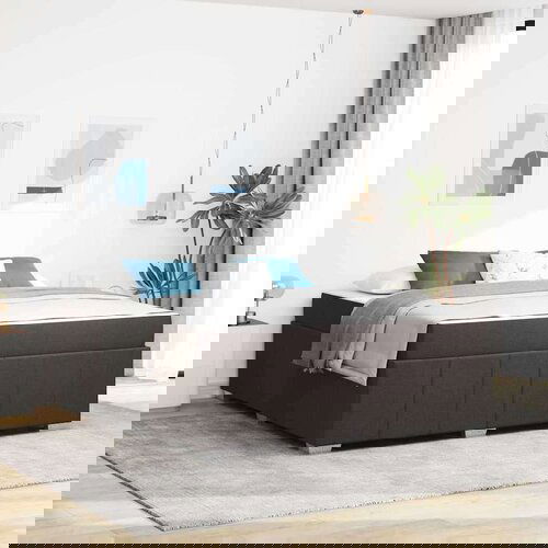  Okvir za krevet Tamno smeđa 180 x 200 cm tkanina Slike