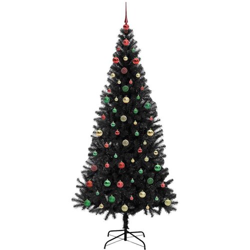 VidaXL Božićno drvce s 300 LED svjetlima s stalakom Crna 240 cm PVC Slike