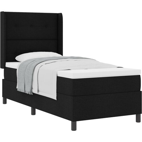 VidaXL Box Spring postelja z vzmetnico Črna 100x200 cm Tkanina Slike