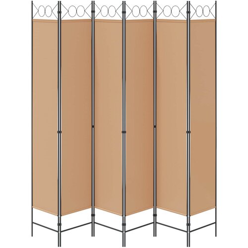  Razdjelnik prostora s 6 panela Bež 240 x 220 cm Tkanina Slike