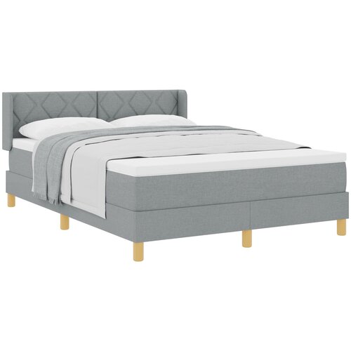 vidaXL Madrac na okviru s madracem Svjetlosiva 140x190 cm Tkanina, Uzglavlje Dizajn Dijamantnih Blokova Svjetlosiva 140 cm Tkanina Cijene