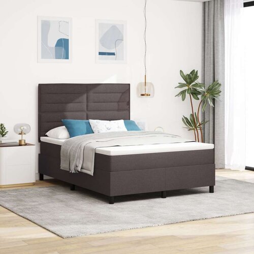 Box Posteljni okvir z vzmetnico Temno rjav Tkanina 140 x 190 cm, (22067100) Slike