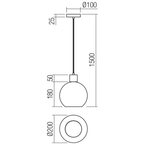  Redo 01-4045 - Visilica na sajli ATLANTIS 1xE27/42W/230V prečnik 20 cm crna Slike