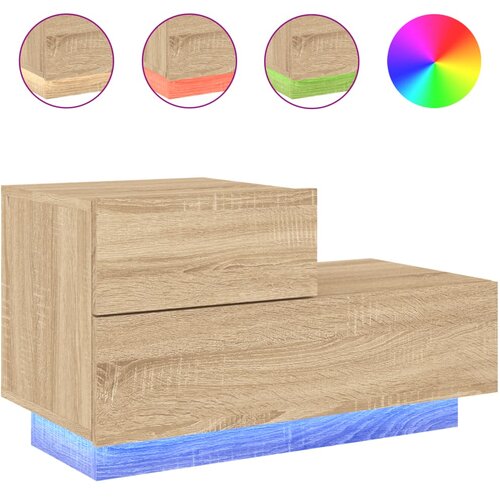 Maison Chic Nočna omarica - Nočna miza z LED lučkami sonoma hrast 70x36x40,5 cm, (21689874) Cene