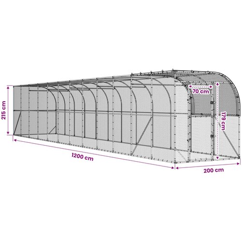  Kavez za piletinu uz zid Srebrna 1200 x 200 x 215 cm Slike