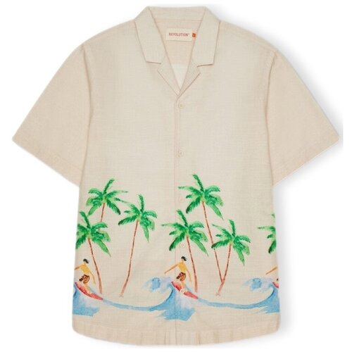 Revolution Srajce z dolgimi rokavi Cuban 3104 Shirt - Off White Bež Slike