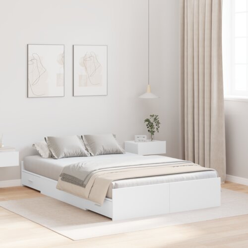 vidaXL Postelja z dodatnim prostorom za shranjevanje Bela 120 x 200 cm Cene
