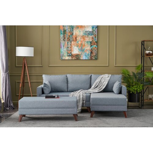 Atelier Del Sofa Svetlo modra raztegljiva kotna sedežna garnitura (desni kot) Bella – Cene