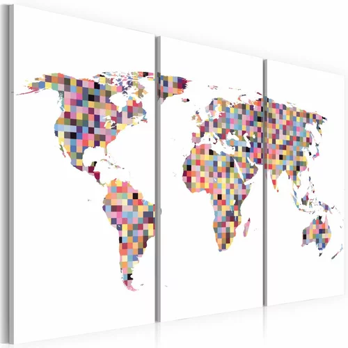  Slika - Map of the World - pixels - triptych 90x60