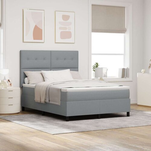 Box Spring Krevet s Madracem Svijetlosivi 160x200 cm Tkanina Slike