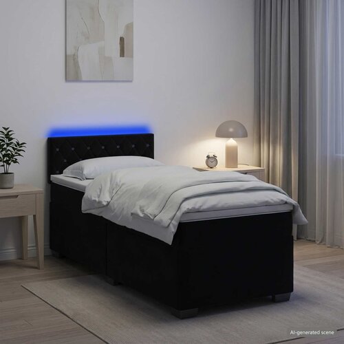 s box springom, madracem i LED-om Crna 90 x 200 cm Cene