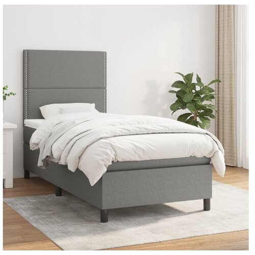  Box spring postelja z vzmetnico temno siva 100x200 cm blago Cene