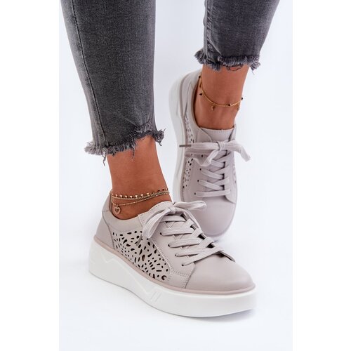 Kesi Women&amp;#039;s openwork platform sneakers Leather grey Peilaeno Slike