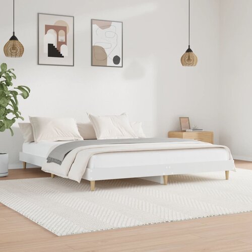 vidaXL Posteljni okvir bel 140x200 cm inženirski les Cene