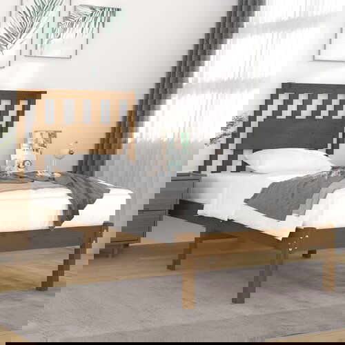 The Living Store Posteljni okvir medeno rjav iz trdne borovine 100x200 cm - Posteljni Okvir, (21527070) Slike