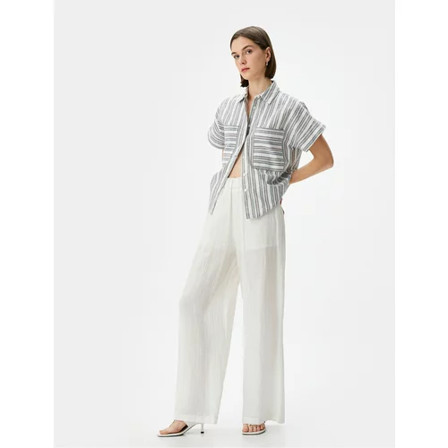 Koton Linen Blend Shirt Short Sleeve Buttoned Pocket