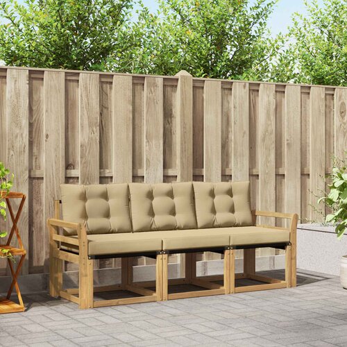  Set vanjskih sofa s jastukom 3 pcs Bijela i bež Cijene
