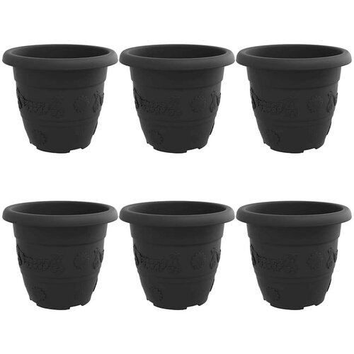  Okrugla saksija za cveće 6 pcs Crna &amp;Oslash; 26 x 21.5 cm Plastika - Crna &amp;Oslash; 22 x 18 cm 6 Slike
