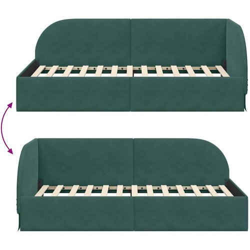 VidaXL Kutni okvir kreveta Tamnozelena 100 cm x 200 cm tkanina Slike