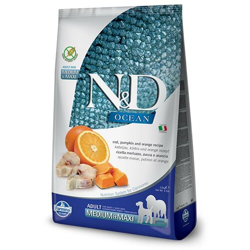 N&d suva hrana za pse medium/maxi bakalar, bundeva i pomorandža 2.5kg Cene