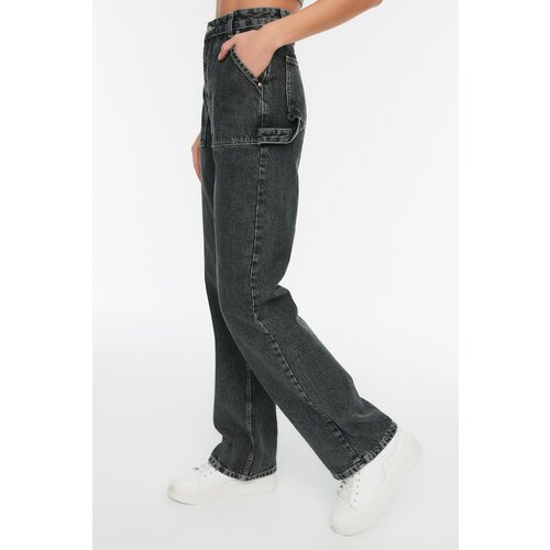Trendyol anthracite Pocket Detailed High Waist 90's Wide Leg Jeans Cene