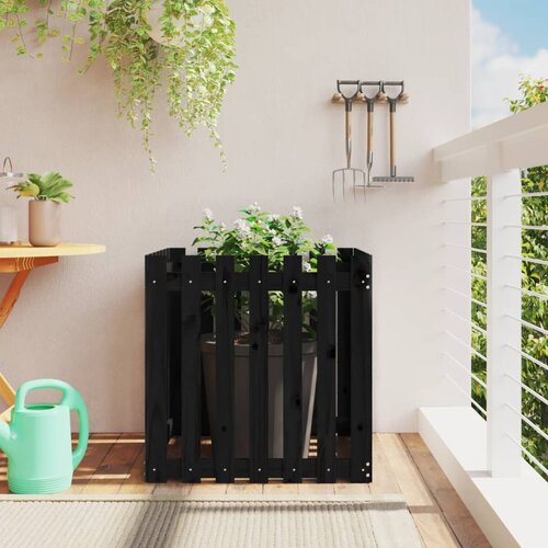 vidaXL Vrtna sadilica s izgledom ograde crna 70x70x70 cm od borovine Cijene