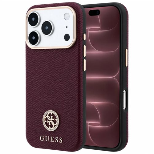 SAS CG MOBILE Maska Guess Grained Round Strass Logo MagSafe do iPhone 17 Pro Max/ 18 Pro Max burgundy Cene