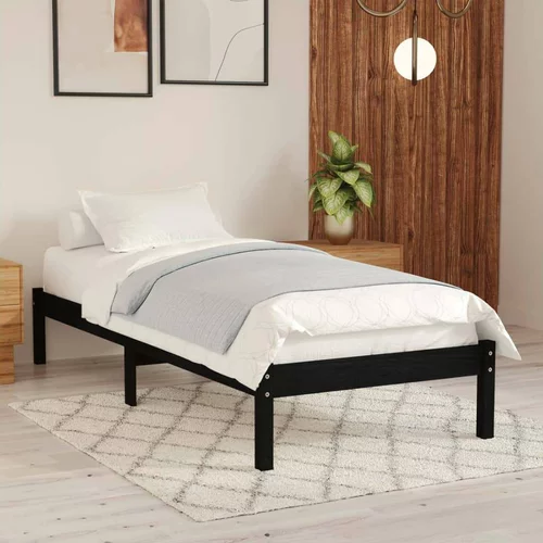  Okvir za krevet od masivnog drva crni 75 x 190 cm 2FT6 mali