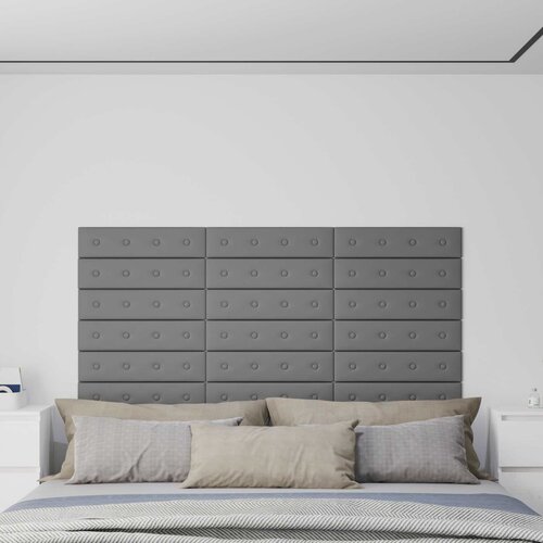  Zidna uzglavlja 12 pcs Sivi 60 x 15 cm Lažna koža Cijene