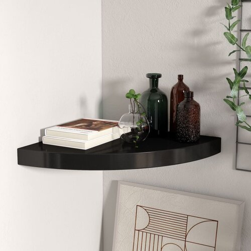 VidaXL Kotna polica črna 35x35x3,8 cm MDF Slike