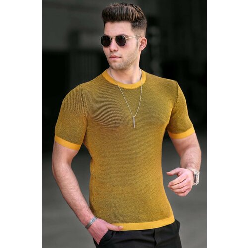 Madmext Men's Mustard Knitwear T-Shirt 5076 Cene