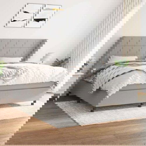  Box spring postelja z vzmetnico svetlo siva 160x200 cm žamet, (20846765) Slike