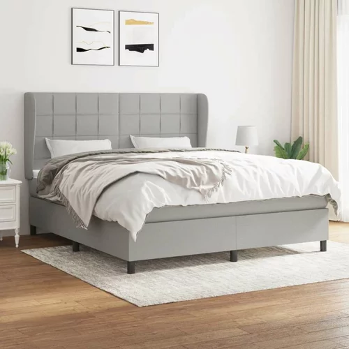  Box spring postelja z vzmetnico svetlo siva 160x200 cm žamet, (20846765)