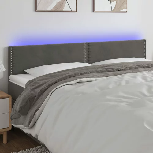 vidaXL LED posteljno vzglavje temno sivo 180x5x78/88 cm žamet