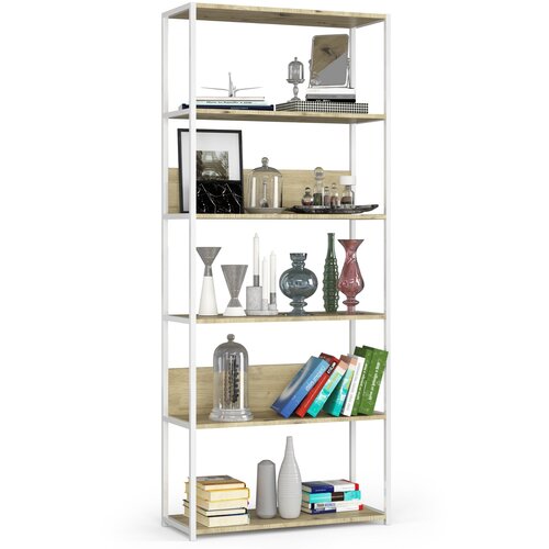 AKORD Regal V Loft Slogu Iz Kovine, Bela/Hrast Artisan, (5000332497) Cene