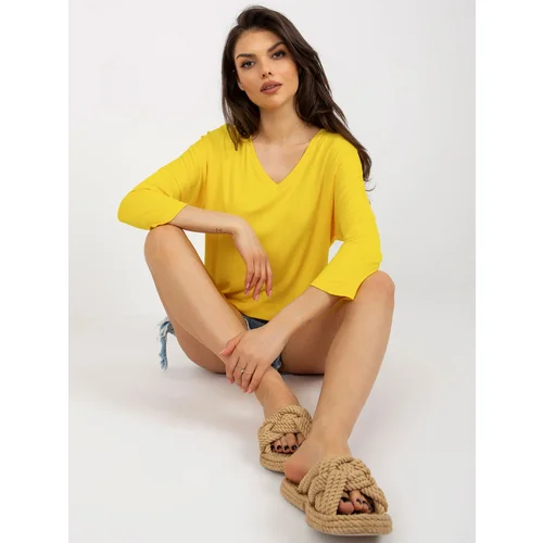 Fashion Hunters Yellow Women's Basic Viscose Blouse