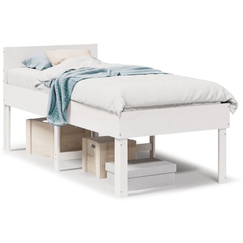 Maison Chic Posteljni okvir - Enojna postelja - Postelja za odrasle brez vzmetnice bel 75x190 cm trdna borovina-J11570, (21759092) Cene