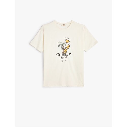 Koton T-Shirt Short Sleeve Crew Neck Summer Theme Print Detailed Cotton Slike
